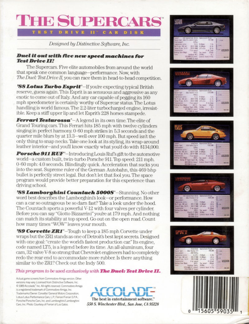 Duel Test Drive II box art for Commodore 64